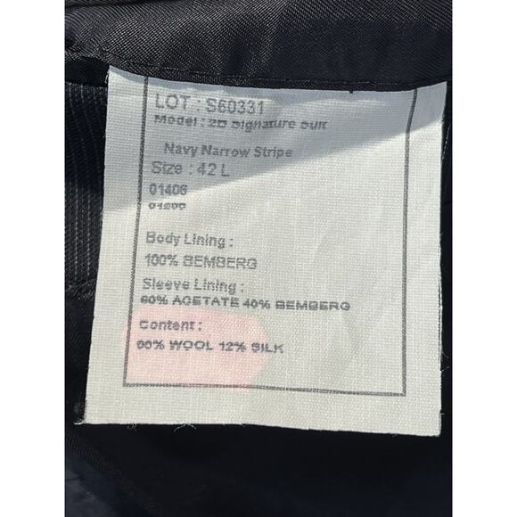 Jos A Bank Signature 42L Navy Blue Micro Pinstripe Silk Wool Blazer Suit Jacket - Picture 14 of 14